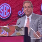 Alabama coach Nick Saban (above) and the No. 3-ranked Crimson Tide will take on No. 11 Texas at Bryant-Denny Stadium in Tuscaloosa, Alabama on Saturday on ABC, and once again, Tuscaloosa is the center of the football world. ESPN's College GameDay will be there Saturday morning to kick off the day of college football. (Photo by MITCH LUCAS)