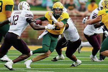 Baylor quarterback Blake Shapen (center) tries to get away from the Texas State pass rush. The Bears will host No. 12 Utah on Saturday morning at 11 a.m. on ESPN. (Photo courtesy of CTPOST.COM)