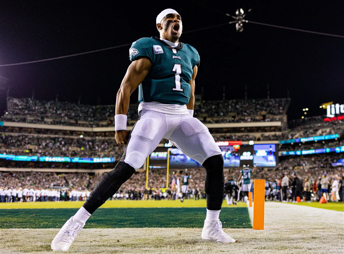 Philadelphia quarterback Jalen Hurts (above) and the Eagles will visit the New England Patriots on Sunday to open the 104th NFL season. (Photo courtesy of ESSENTIALLYSPORTS.COM)