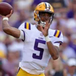 LSU, led by quarterback Jayden Daniels (above), puts their No. 14 ranking on the line Saturday in Oxford, Miss., against the Ole Miss Rebels. (Photo by JONATHAN BACHMAN / courtesy of GETTY IMAGES)