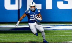 Indianapolis running back Jonathan Taylor (28) has voiced his desire to be traded. But the running back and the franchise are rapidly running out of time to find a deal. (Photo courtesy of USA TODAY)