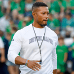 Notre Dame head coach Marcus Freeman is pictured here during his team's game with Ohio State last weekend. The Irish lost on the game's final play. College football analyst Joel Klatt of Fox Sports has released a list of teams he believes have a legitimate chance at winning the College Football Playoff this year, and those who do not. (Photo courtesy of BVMSPORTS.COM)