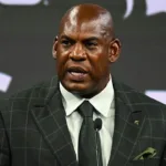 Former Michigan State coach Mel Tucker (above) notified the university on Thursday of pending litigation after he was fired for cause over a sexual harassment complaint on Wednesday. (Photo courtesy of SPORTSGLITZ.COM)