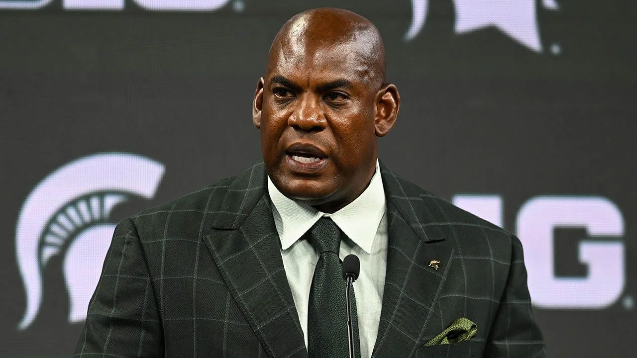 Former Michigan State coach Mel Tucker (above) notified the university on Thursday of pending litigation after he was fired for cause over a sexual harassment complaint on Wednesday. (Photo courtesy of SPORTSGLITZ.COM)