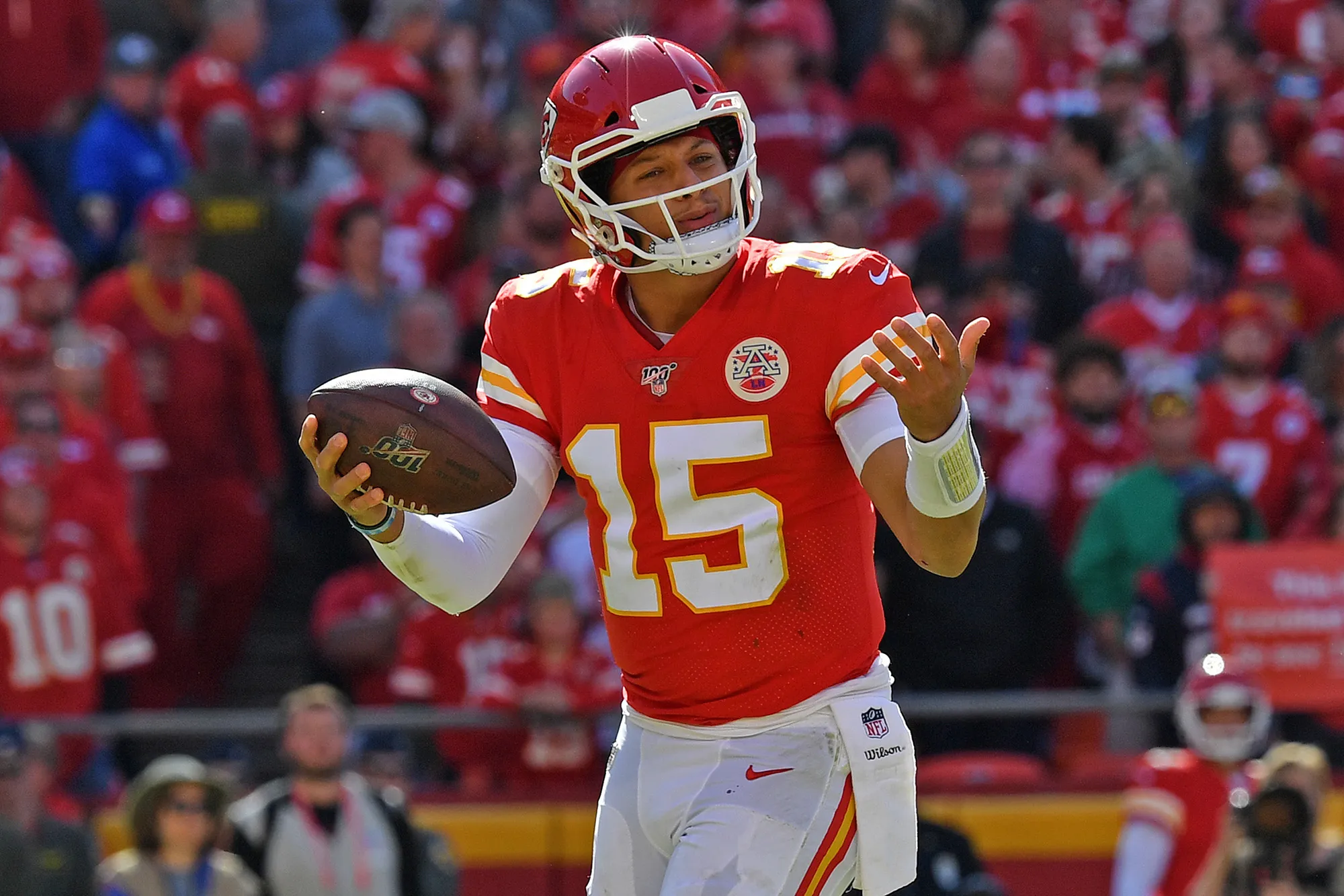 Caesars Sportsbook has the Kansas City Chiefs as Super Bowl LVIII favorites at 6-1, and quarterback Patrick Mahomes (above) as the favorite to win the NFL's MVP award this season. The Chiefs open the season Thursday night at home against the Detroit Lions, at 7:20 p.m. on NBC. (Photo courtesy of THE NEW YORK POST)