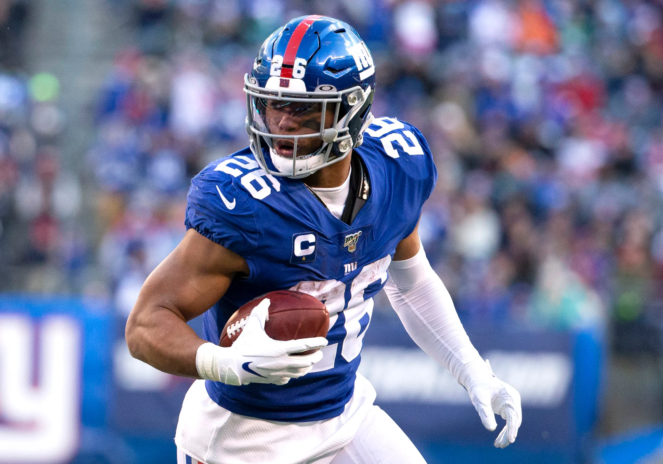 The New York Giants have both Saquon Barkley (above) and Daniel Jones back this season, and open it at home against the Dallas Cowboys on NBC's "Sunday Night Football." (Photo courtesy of NEWYORKPOST.com)