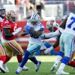 Running back Tony Pollard (center) and the Dallas Cowboys visit the Los Angeles Chargers on Monday Night Football." (Photo courtesy of THE DALLAS MORNING NEWS).