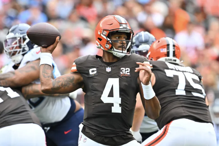 Cleveland Browns quarterback DeShaun Watson (above) will miss a second straight game due to a shoulder injury. Cleveland (2-2) hosts San Francisco (5-0) on Sunday. (Photo courtesy of THESPUN.COM)