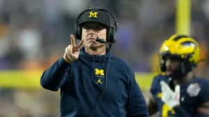 The University of Michigan's football program is under NCAA scrutiny for possible sign-stealing. Above: Wolverines head coach Jim Harbaugh. (Photo courtesy of CBSSPORTS.COM)