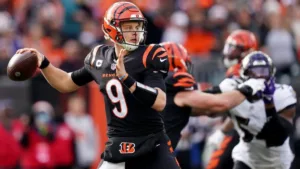 Cincinnati quarterback Joe Burrow (above) will try and keep his Bengals from falling to 1-4 at Arizona on Sunday. (Photo courtesy of CBSSPORTS.COM)