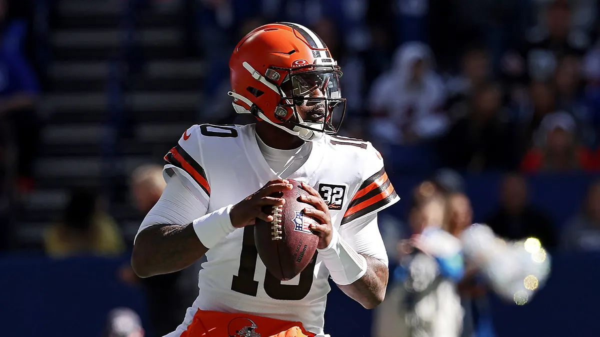 P.J. Walker (above) will start in place of Deshaun Watson at quarterback for Cleveland this Sunday at Seattle. (Photo by MICHAEL HICKEY - Courtesy of GETTY IMAGES)