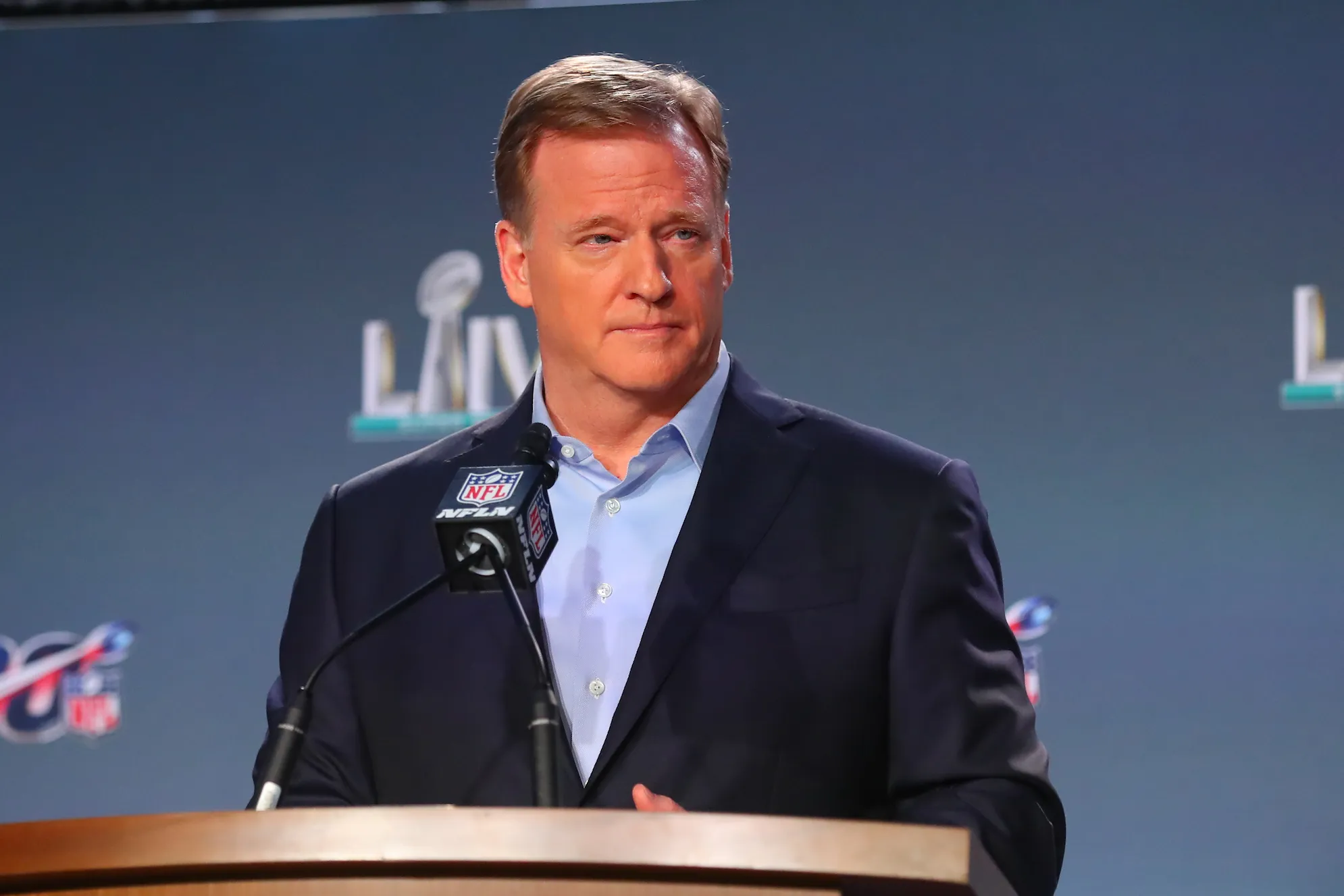 NFL Commissioner Roger Goodell (above) signed an extension through 2027 on Wednesday. (Photo courtesy of SPORTSCASTING.COM)