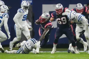 The Indianapolis Colts beat the New England Patriots, 10-6, Sunday in Frankfurt, Germany, and dropped the Patriots to 2-8 on the season. (Photo courtesy of THE BOSTON GLOBE)