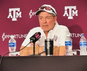 Texas A&M University leadership is expected to dismiss head football coach Jimbo Fisher (above) today, reports say. (Photo by MITCHELL MOLANDES - THEFOOTBALLBEAT.COM)