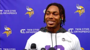 Minnesota Vikings wide receiver Justin Jefferson (above), who has been on injured reserve with an injured hamstring, will be back soon, but won't rush his return, according to both Jefferson and his coach, Kevin O'Connell. (Photo courtesy of KSTP.COM)