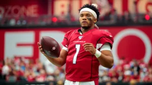 Arizona quarterback Kyler Murray (above) who tore his right ACL late last season in a game against New England, is taking first-team reps this week in practice, and will likely start this weekend against Atlanta, his first playing action of the 2023 season. (Photo courtesy of THE ARIZONA REPUBLIC)