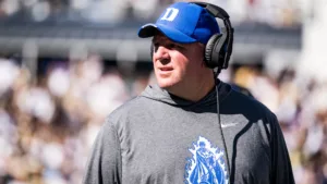 Reports from different media outlets have Duke's Mike Elko (above) returning to Texas A&M, where he was once defensive coordinator, to become the new head football coach. (Photo courtesy of SPORTSWAR.COM)