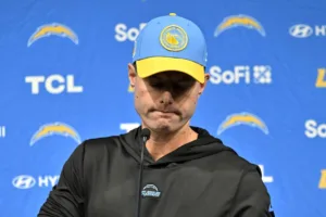 Former L.A. Chargers coach Brandon Staley got his job because of his skin tone, one NFL writer has implied this week. (Photo by DAVID BECKER - Courtesy of THE ASSOCIATED PRESS)
