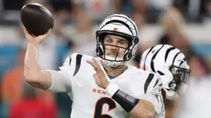 Jake Browning threw for 354 yards and a touchdown in a 34-31 overtime win at Jacksonville on "Monday Night Football," the Bengals' first road win in a Monday night game since 1990. (Photo courtesy of HEAVY.COM)