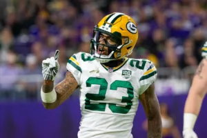 The Green Bay Packers have suspended cornerback Jaire Alexander (above) after he walked to the center of the field with the captains last week at Carolina and almost blew the coin toss. (Photo courtesy of CHEESEHEADTV.COM)