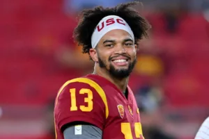 USC quarterback Caleb Williams (above) is expected to attend the NFL's annual scouting combine in Indianapolis on Saturday, but won't work out. The combine actually begins Thursday and airs live on the NFL Network. Read the story below for the complete schedule. (Photo courtesy of SPORTSKEEDA).