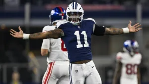 The Dallas Cowboys will pick up the fifth-year option for edge rusher Micah Parsons (above), although Parsons and the team are still working on a long-term extension, as well as a contract extension with receiver Cee Dee Lamb. (Photo courtesy of TRENDRADARS.COM)