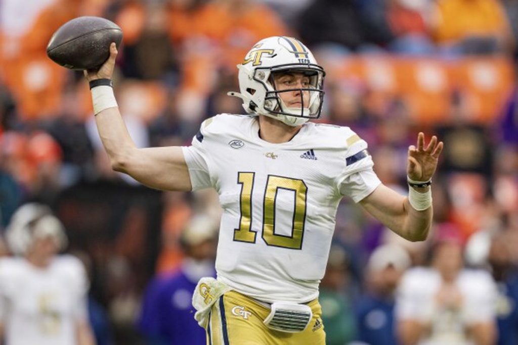 Georgia Tech quarterback Haynes King (above), who served notice last season that he and the Yellow Jackets would be a tough out with a few wins in comeback games, will take on Florida State in the Aer Lingus Kickoff Classic this Saturday at Aviva Stadium in Dublin, Ireland, on ESPN. (Photo courtesy of CAMPUS2CANTON.COM)